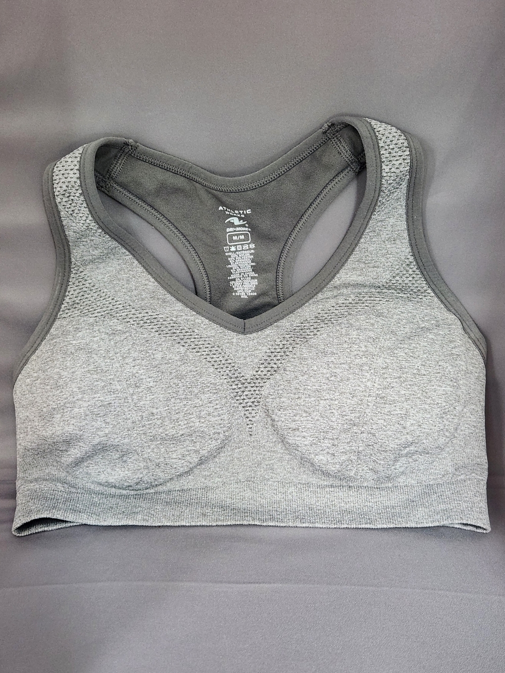 Athletic Works Grey Seamless Racerback Padded Sports Bra